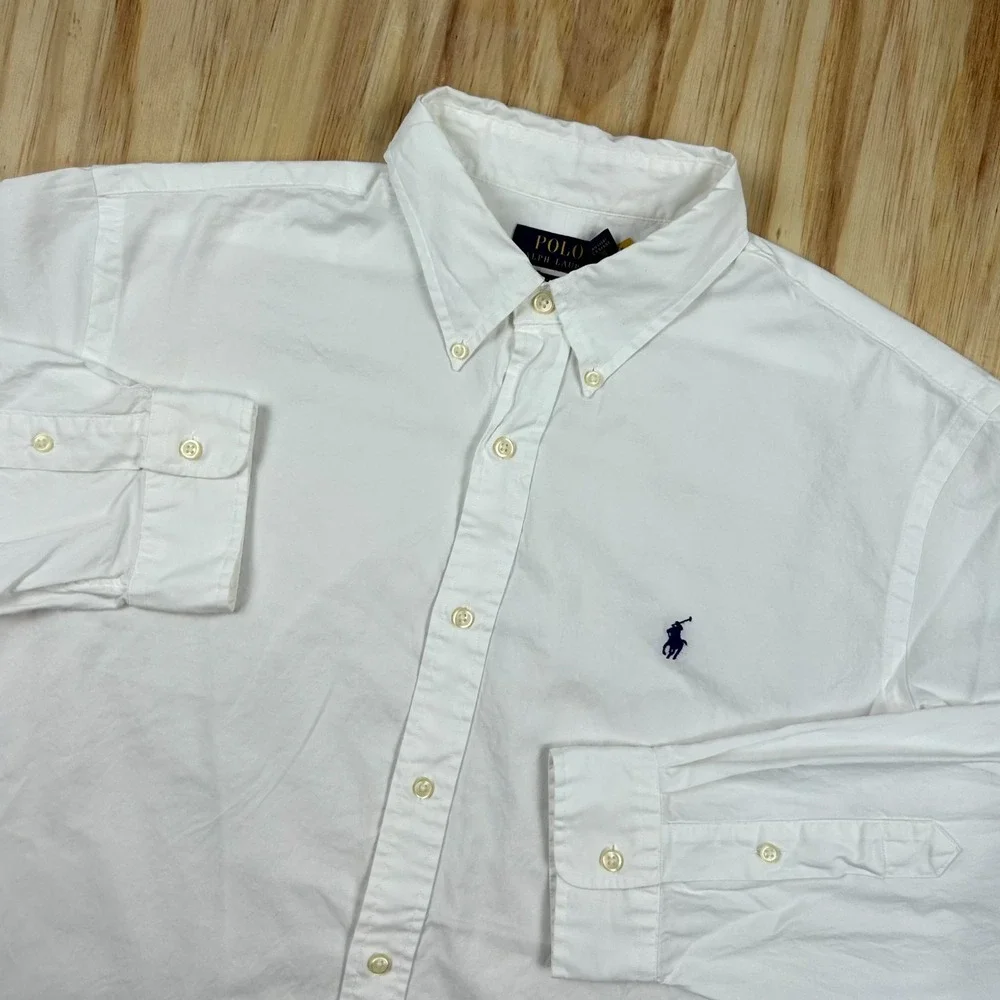 Polo Ralph Lauren Shirt Mens XL White Pony Embroidered Classic Fit Button-Down